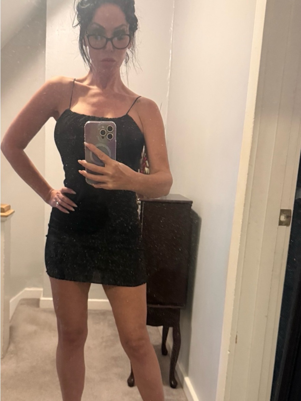 wild fable Black Spaghetti-Strap Mini Dress